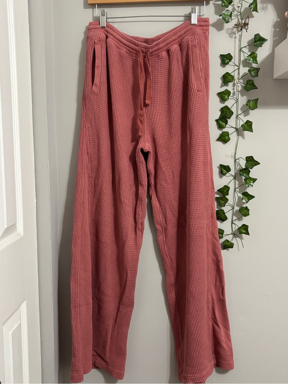 Mauve Pink Waffle Knit Lounge Pants